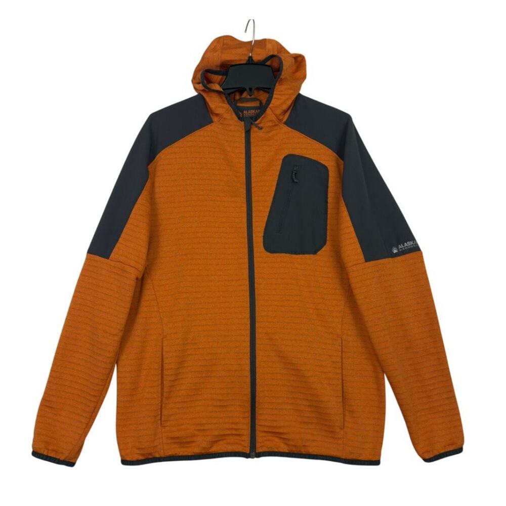 Alaskan Hardgear Mens Hooded Grid Fleece Jacket Standard Fit Orange Size Large
